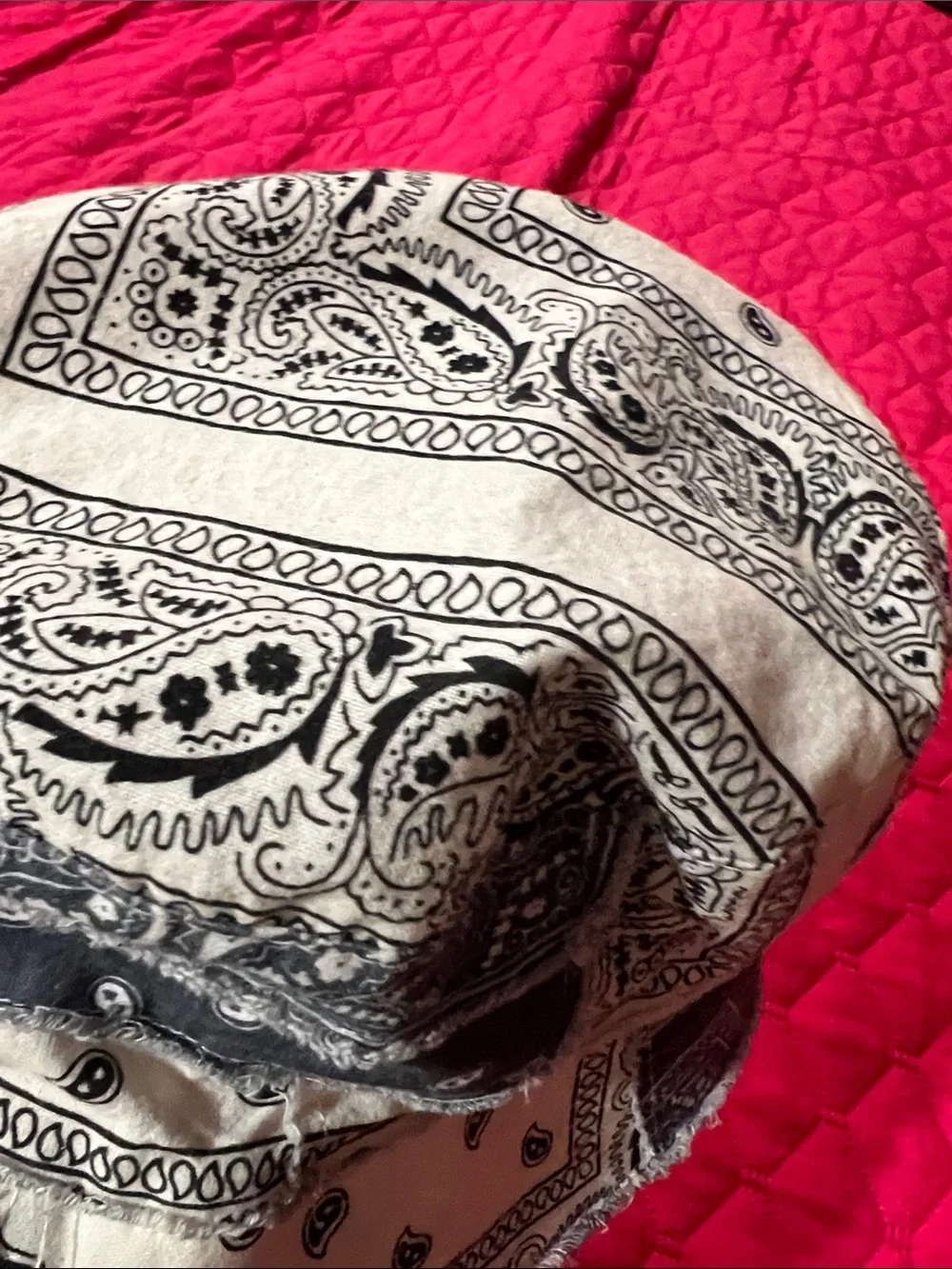 Urban Outfitters Gray and White Paisley Bandana Bucket Hat